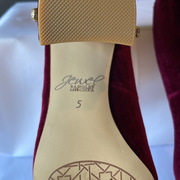 Jewel BADGLEY MISCHKA LADIES BLOCK HEEL SIZE 5 VELVET 3” HEEL BEAUTIFUL FUN SHOE - Picture 11 of 16